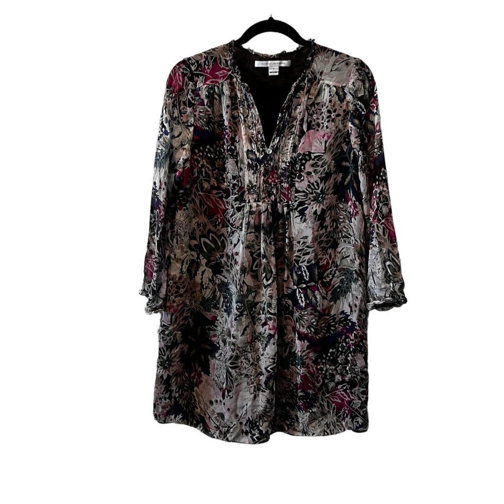 Diane Von Furstenberg Silk Chiffon Annalise Mini Dress sheer Floral